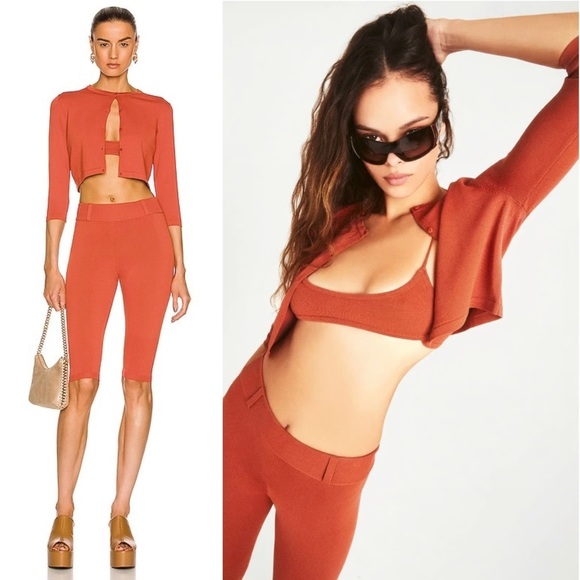 MIAOU Kendall Jenner Knit Button Front 3/4 Sleeves Cropped Cardigan Sweater S - Picture 2 of 13